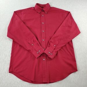 Roundtree & Yorke Shirt Men's Medium Red Long Sleeve Button Down Easy Care
